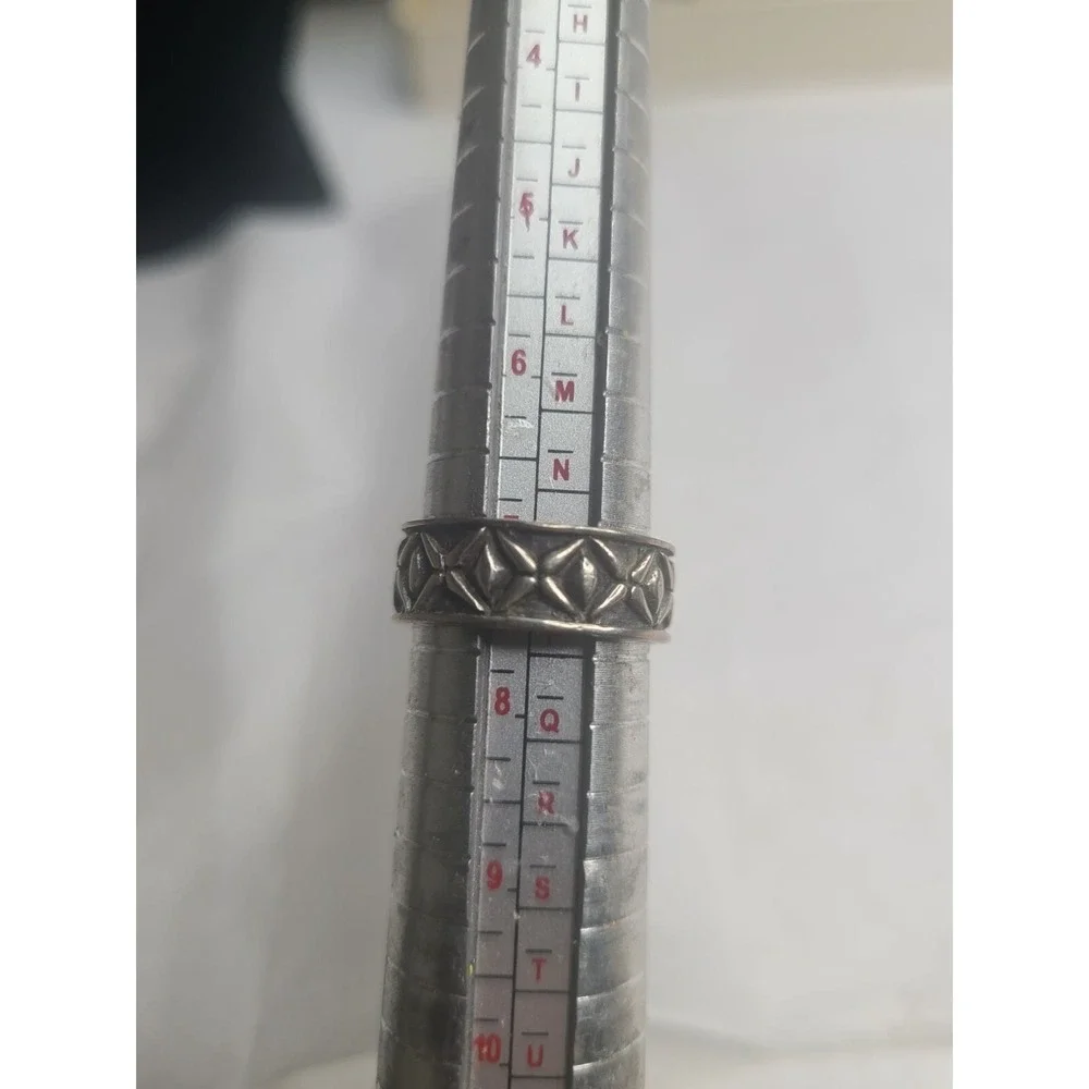 New Sterling Silver 925 Geometric Pattern Band Ring Size 7 4.5 g